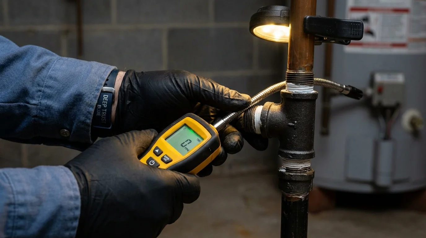Gas leak detection with electronic sniffer by Johns Plumbing LLC in Morrison